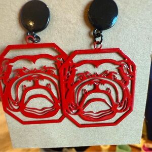 University of Georgia Bulldogs Earrings Red and Black dangle nickel free New